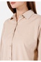 Regular Fit Shirt Neck Cotton Lu Plain Women's Beige Long Sleeve Shirt - 4