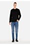 Regular Fit Round Neck Knitted Jacquard Men's Black Long Sleeve T-Shirt - 4