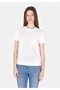 Regular Fit Round Neck Embroidered Women's White Short Sleeve T-Shirt