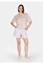 Regular Fit Shirt Neck Plain Women's Beige Short Sleeve Shirt - 3