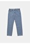 Loose Straight Fit Men's Light Indigo Zippered Denim Jean Trousers - 7
