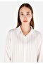 Regular Fit Shirt Neck Striped Women's White Long Sleeve Shirt - 3