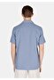 Regular Fit Shirt Neck Pocketless Plain Men's Blue Short Sleeve Shirt - 2