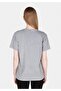 Regular Fit Round Neck Printed Women's Gray Short Sleeve T-Shirt - 2