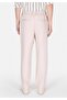 Regular Fit Mid Waist Straight Leg Men's Beige Cotton Trousers - 2