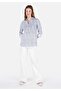 Regular Fit Shirt Neck Striped Women's White Roll-Up Shirt - 3