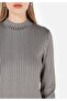 Slim Fit Women's Gray Long Sleeve Dress - 5