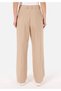 Regular Fit High Waist Wide Leg Women's Beige Trousers with Pockets - 2