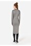 Slim Fit Women's Gray Long Sleeve Dress - 2