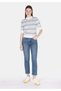 Slim Fit Mid-Waist Narrow Leg Women's Navy Blue Jean Trousers - 3