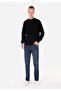 Comfort Fit Round Neck Pocketed Jacquard Men's Black Sweater - 3