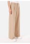 Regular Fit High Waist Wide Leg Women's Beige Trousers with Pockets - 4