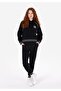 Regular Fit Hooded Embroidered Women's Black Sweatshirt - 3
