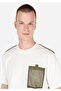 Regular Fit Crew Neck Cargo Pocket Striped Ecru Men's Short Sleeve T-Shirt - 4