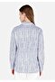 Regular Fit Shirt Neck Striped Women's White Roll-Up Shirt - 2