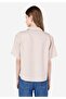 Regular Fit Shirt Neck Plain Women's Beige Short Sleeve Shirt - 2