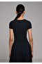Slim Fit Round Neck Solid Women's Black Short Sleeve T-Shirt - 2