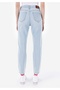 Mom Fit High Waist Narrow Leg Women's Bleach Indigo D Denim Jean Trousers - 2