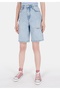 Regular Fit High Waist Ripped Detailed Women's Bleach Indigo Denim Jean Shorts - 4