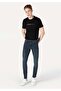 Slim Fit Low Waist Narrow Leg Men's Dark Indigo Jean Pants - 3