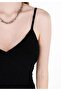 Slim Fit Knitted Plain Women's Black Short Sleeve Dress - 5