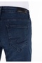 Slim Fit Low Waist Skinny Leg Men's Dark Indigo Jean Pants with Pockets - 6