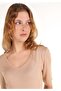 Slim Fit V-Neck Women's Beige Short Sleeve T-Shirt - 4