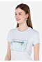 Slim Fit Crew Neck Printed Blue Women's Short Sleeve T-Shirt - 4