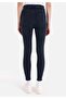 Skinny Fit High Waist Narrow Leg Women's Dark Indigo Jean Trousers with Pockets - 3