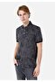 Regular Fit Polo Neck Printed Men's Anthracite Short Sleeve T-Shirt