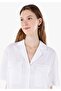 Regular Fit Shirt Neck Pocketed Plain Women's White Short Sleeve Shirt - 4