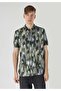 Regular Fit Shirt Neck Printed Men's Green Short Sleeve Shirt - 4