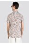 Regular Fit Shirt Neck Printed Men's Beige Cotton Pack Short Sleeve Shirt - 2