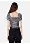 Slim Fit V-Neck Women's Black Watermelon T-Shirt - 2