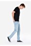 Straight Fit Low Waist Straight Leg Men's Light Indigo Jean Pants - 3
