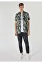 Regular Fit Shirt Neck Printed Men's Green Short Sleeve Shirt - 3