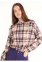 Relaxed Fit Shirt Neck Checked Women's Purple Long Sleeve Shirt