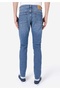 Slim Fit Low Waist Narrow Leg Zipper Men's Mid Indigo Denim Jean Pants - 2