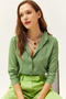 Women's Green Woven Viscose Regular Fit Shirt GML-19000697 - 2