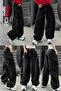 Y2K Side Pocket Front Side Seam Detail Wide-Leg Black Baggy Jeans