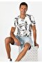 Regular Fit Round Neck Printed Men's White Short Sleeve T-Shirt - 3