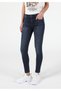 Super Slim Fit Mid Waist Narrow Leg Women's Dark Indigo Jean Trousers - 3
