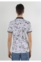 Regular Fit Polo Neck Printed Men's White Short Sleeve T-Shirt - 2