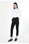 Regular Fit Low-Rise Unlined Straight Leg Women's Black Trousers
