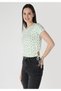 Slim Fit Round Neck Floral Women's White Short Sleeve T-Shirt - 3