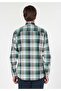 Regular Fit Shirt Neck Plaid Men's Green Long Sleeve Shirt - 2