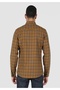 Slim Fit Shirt Neck Plaid Li Men's Yellow Long Sleeve Shirt - 2