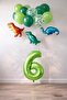 6-Year-Old Dinosaur Set; Number Foil, 3 Mini Dinosaurs and 10 Balloons