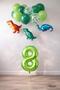8-Year-Old Dinosaur Set; Number Foil, 3 Mini Dinosaurs and 10 Balloons