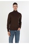 Slim Fit Turtleneck Jacquard Men's Camel Knitwear Sweater